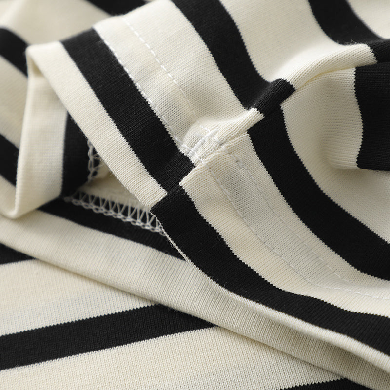 O Neck Striped Streetwear Oversize T Shirts Short Sleeve Casual Summer Cotton Simple Design Hip Hop Tee Loose
