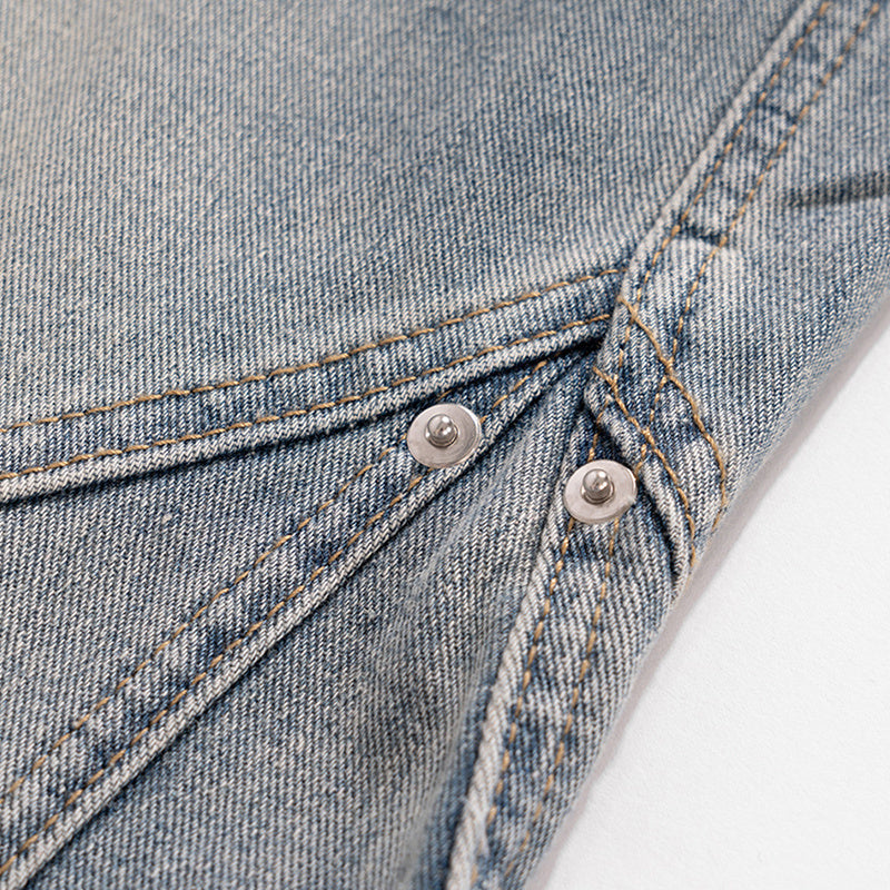Men's Wear Women's Urban Spiral Stitching Trousers Men's And Women's Same-style Washed Old Weila High Street Blue Jeans