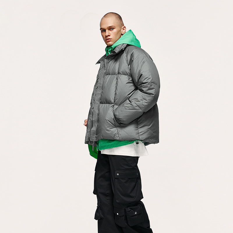 Teflon Three-proof Toast Down Jacket Autumn And Winter New 90 Velvet Solid Color High Collar Jacket Coat