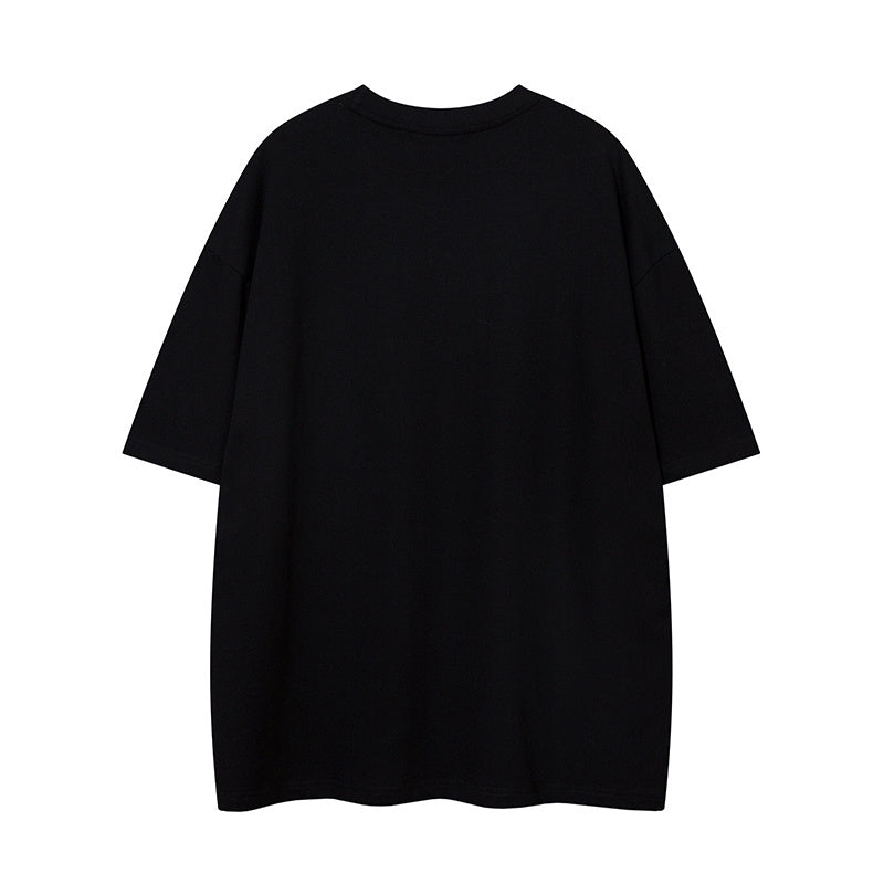 Broken Heart Print Streetwear T Shirt Short Sleeve Round Neck Summer Cotton Loose Casual Trendy Tee Simple