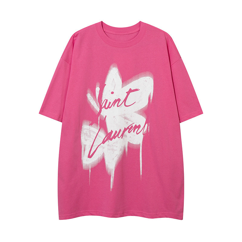 Butterfly Pattern T Shirts Fashion Streetwear Tee O Neck Oversize Summer Cotton High Quality Short Sleeve Casual