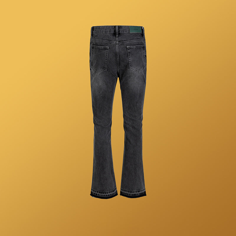 Men's And Women's Urban Insect Bite Washed Old Cat's Broad-legged Pants Men's And Women's Trendy Jeans
