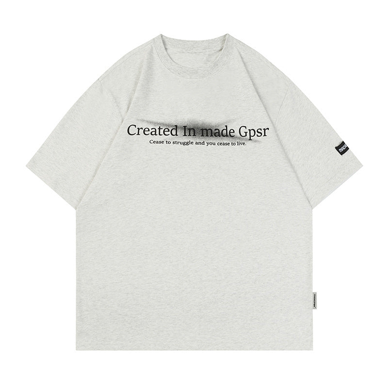 Simple Letter Print Streetwear T Shirts Oversize Loose Short Sleeve Harajuku Cotton Round Neck Tee Summer