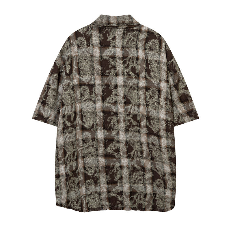 Plaid Pattern Print Shirts Long Sleeve Loose Button Up Tops Casual Summer Outwear Hip Hop High Quality Fashion Beach