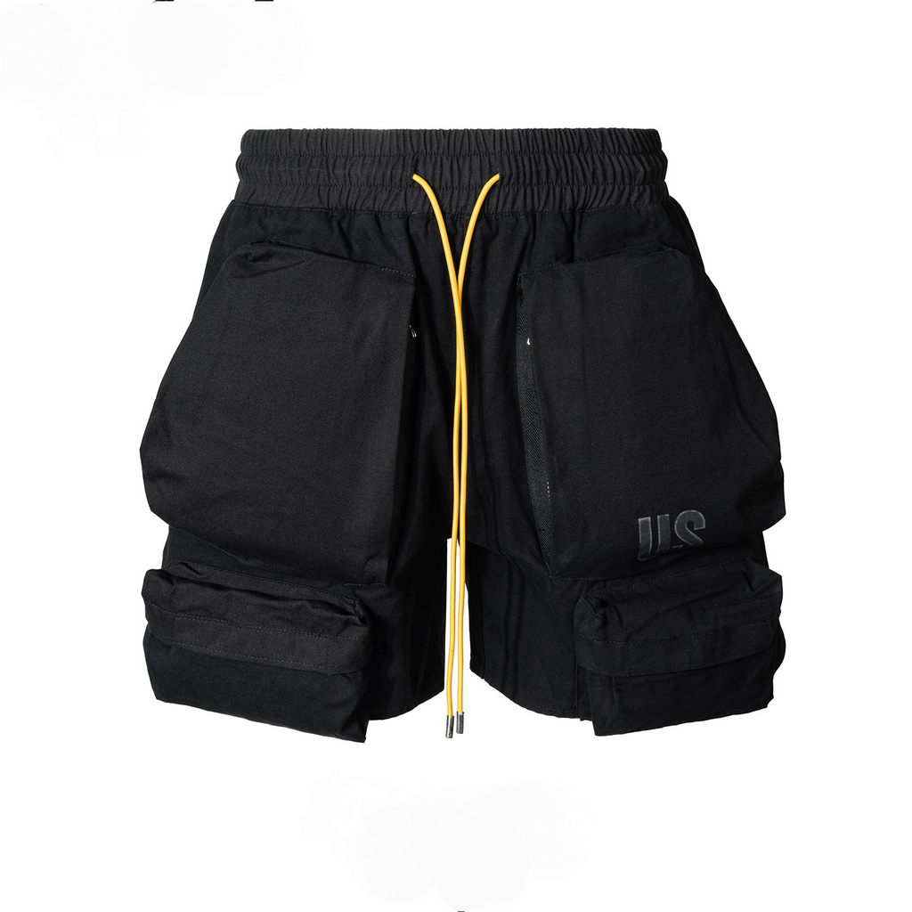 Men's Women's Spring And Summer Hip Hop High Street Washed Military Style Multi-Bag Pants Men's And Women's Drawstring Casual Shorts