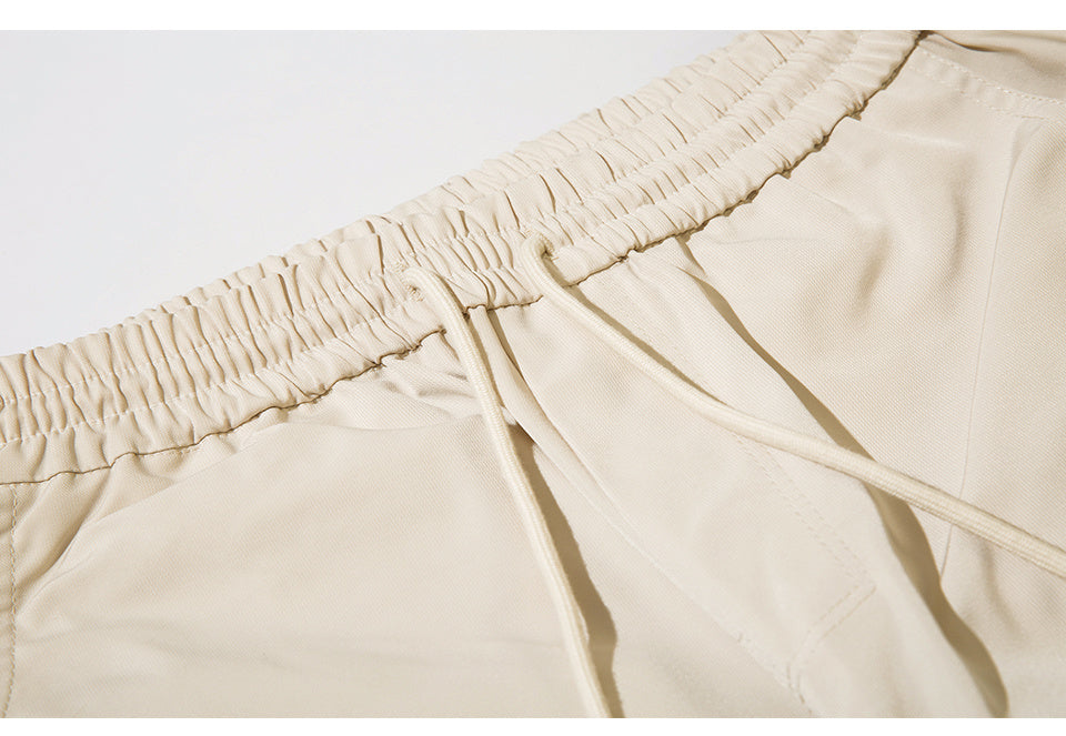 Cargo Pants Paneled Drawstring Elastic Waist Loose Wide Leg Trousers Comfortable Autumn Zipper Pocket