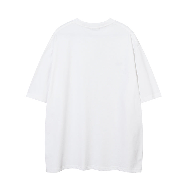 T Shirt Streetwear Loose Fashion Summer Hip Hop Top Short Sleeve Vintage Simple Design Black White
