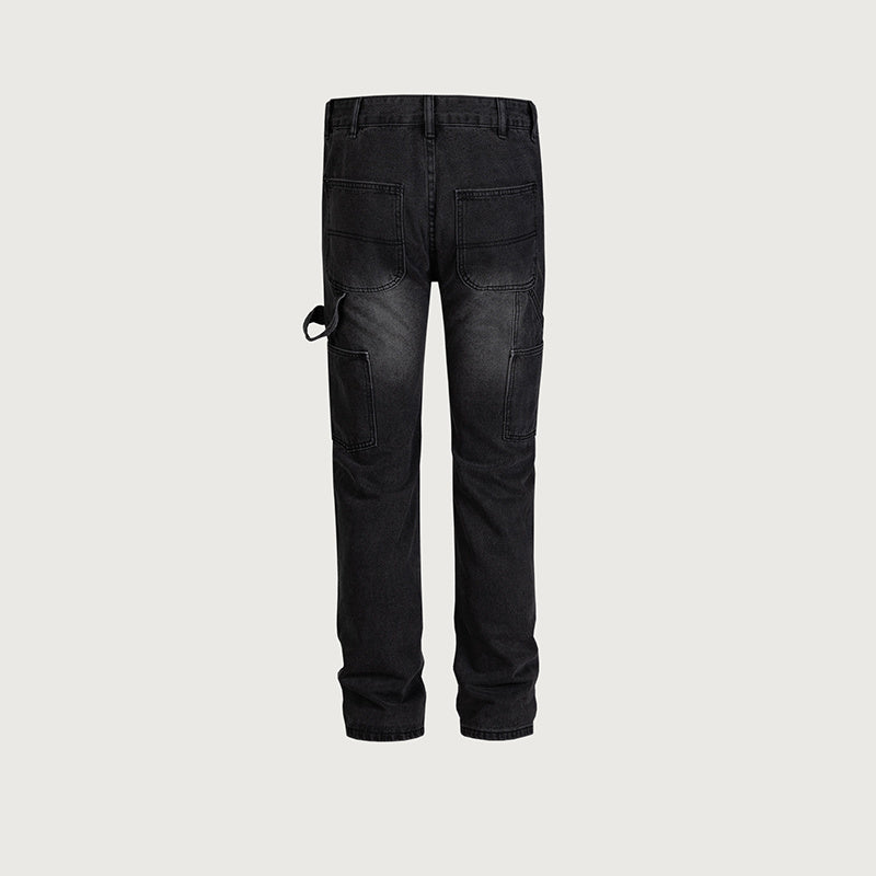Men's And Women's Urban Washed Old And White Wided Pants With Embellishment Trendy Straight Jeans For Men And Women