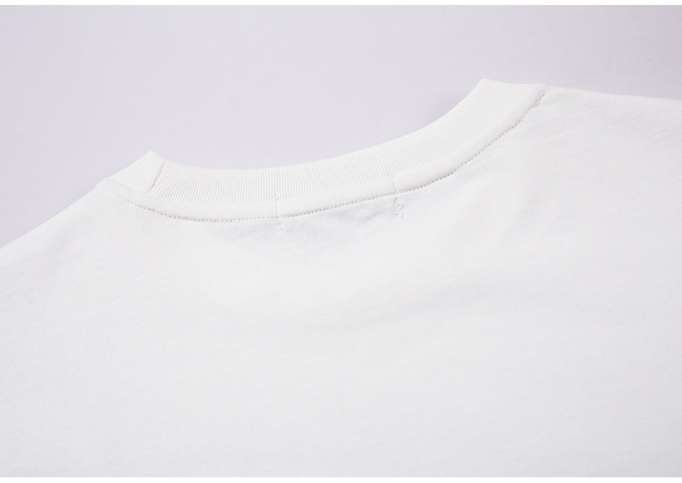 Abstract Letter Print Streetwear T Shirt Short Sleeve Round Neck Summer Cotton Loose Casual Simple Trendy Tee