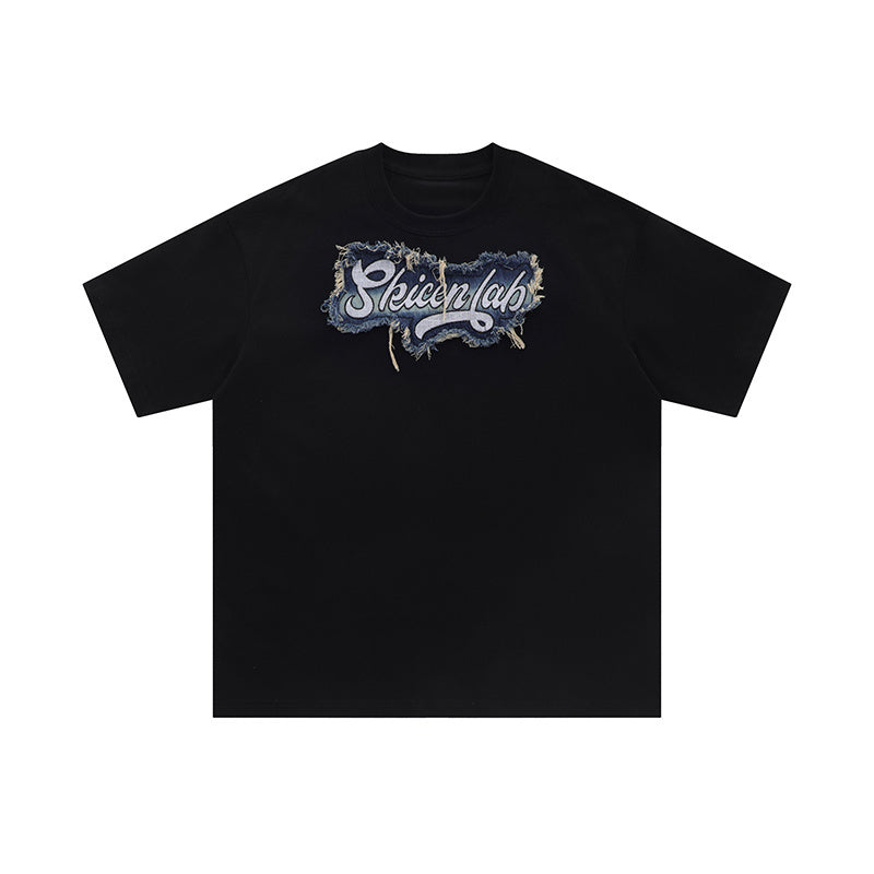 Streetwear Letter Embroidery T Shirt Letter Print Oversize Tees Fashion Pure Cotton Summer Casual Top Short Sleeve