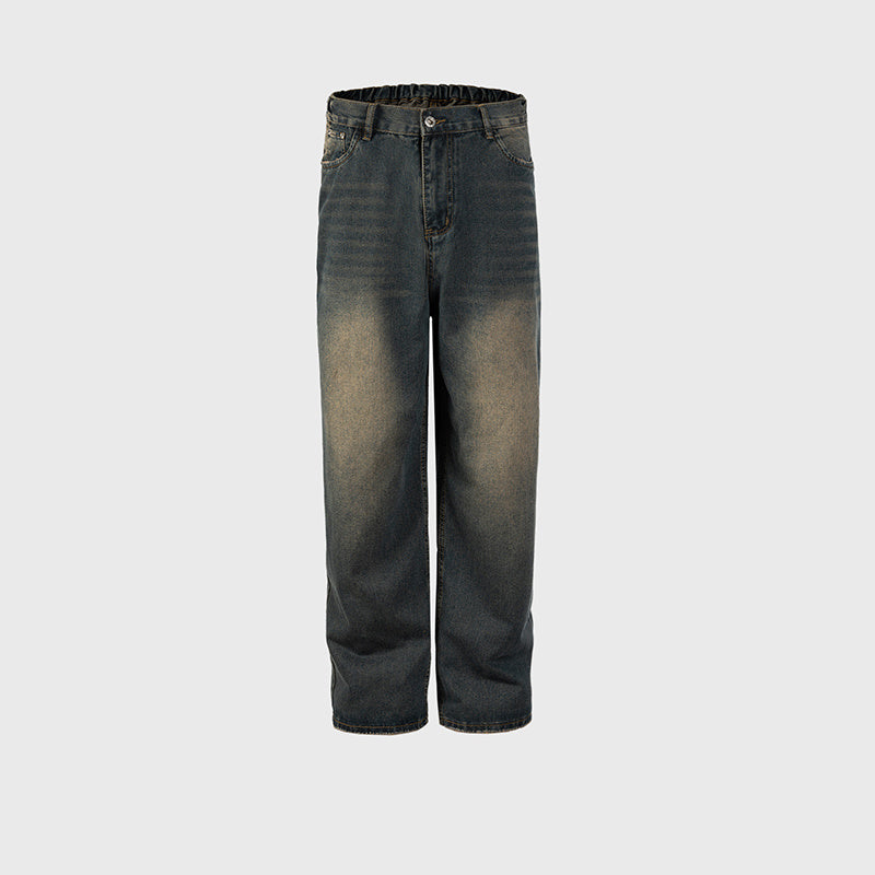 Men's Wear Women's Urban Vintage Washable Old Trousers Trendy Men's And Women's Straight Stretch Waist Jeans
