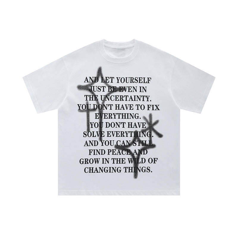 Streetwear T Shirt Letter Print Oversize Fashion Pure Cotton Loose Summer Casual Tees Top Short Sleeve