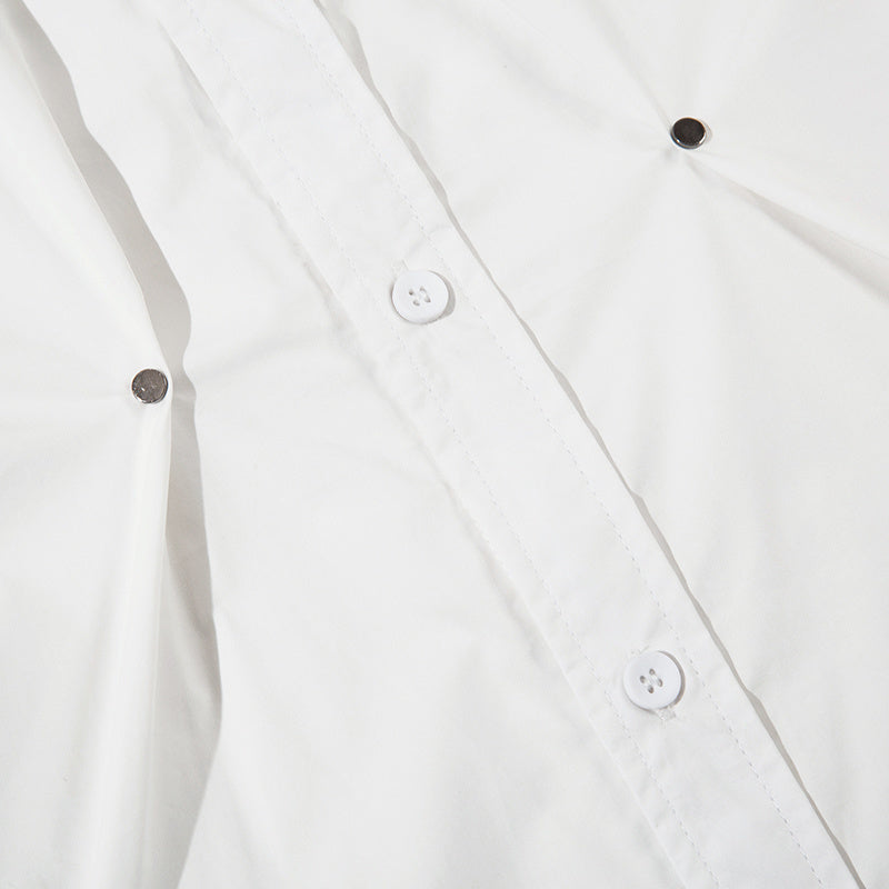 Polo Pure Color Paneled Streetwear Short Sleeve Summer Casual Fashion Lapel Zipper Letter Print Black White