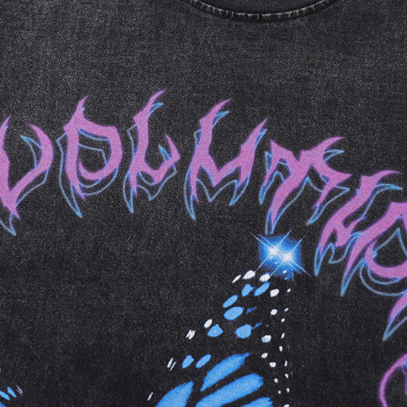 Streetwear T Shirts Vintage Cotton Washed Loose Butterfly Graphic Print Tee Short Sleeve Casual O Neck Summer Trendy