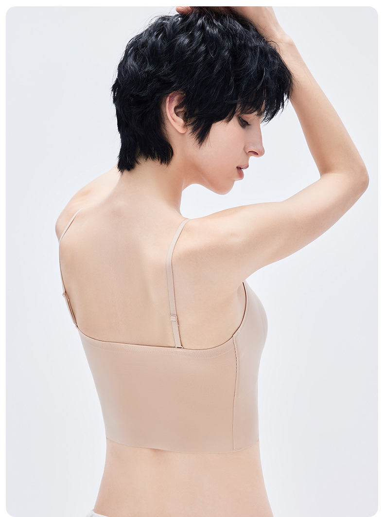 Liquid Foundation Lifting Soft Support Seamless Naked Underwear Small Camisole Vest Beautiful Back Gathering One-piece Cup Bra Bra