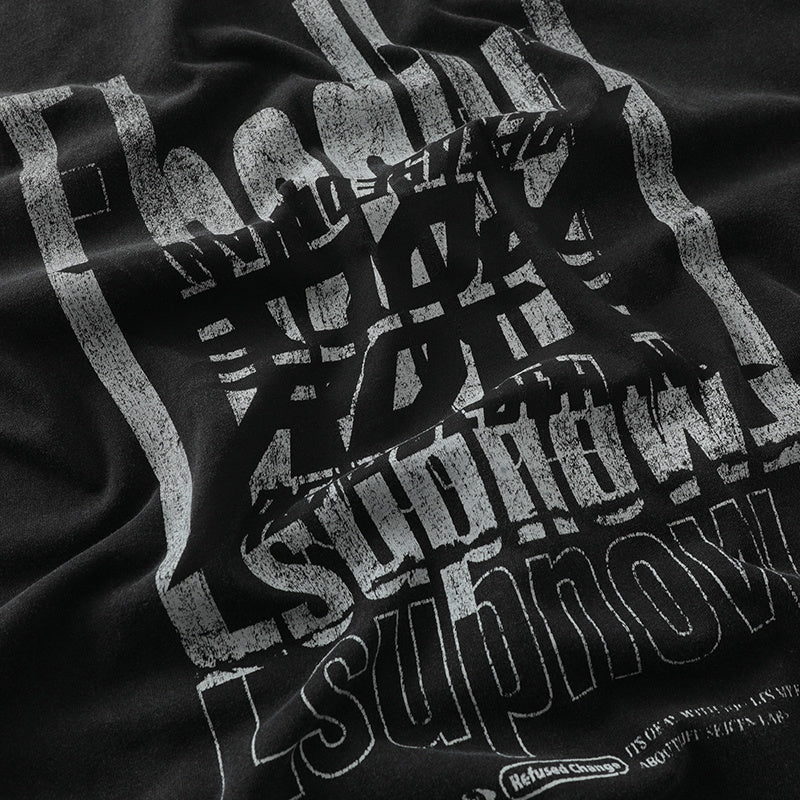 Streetwear Vintage Letter Graphic Print T Shirt Oversize Tees Fashion Summer Casual Top Short Sleeve Black
