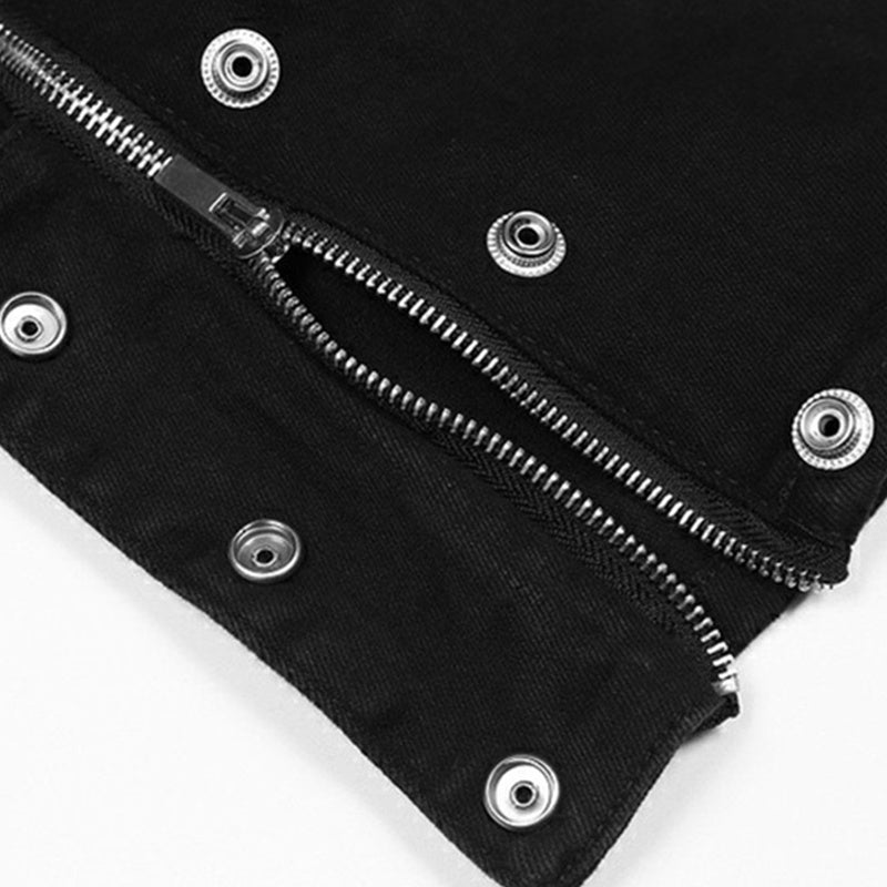 Men's Wear Women's Urban High Street Button Leg Straight Pants Men's And Women's Couples Washed Fashioned Slim-Fit Jeans