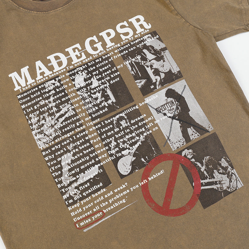 Vintage Style Band Print Streetwear T Shirts Oversize Loose Short Sleeve Harajuku Cotton Round Neck Tee Summer