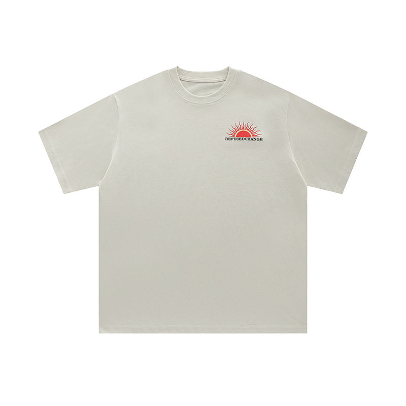 Streetwear Half Sun Graphic Print T Shirt Oversize Tees Fashion Summer Casual Top Short Sleeve