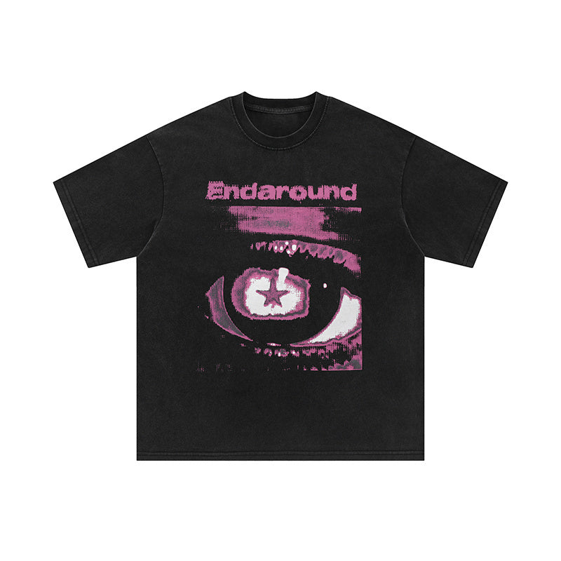 Streetwear Vague Letter Graphic Print T Shirt Oversize Tees Fashion Summer Casual Top Short Sleeve Black