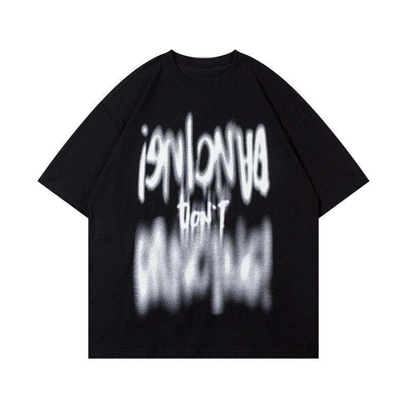 T Shirt Streetwear Big Letter Print Short Sleeve Crew Neck Summer Cotton Tee Oversize Casual Fashion
