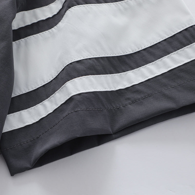 Striped Shirts Short Sleeve Oversize Button Tops Letter Print Casual Summer Outwear Comfortable Fashion