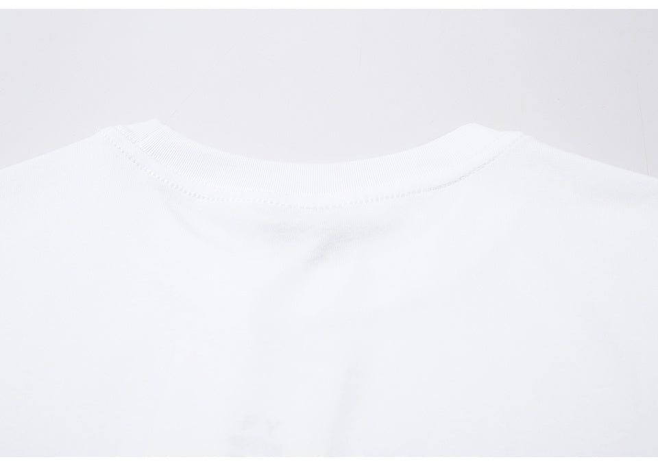 Cotton Food Pattern Round Neck Summer Trendy Streetwear Tee Loose Casual Short Sleeve High Quality