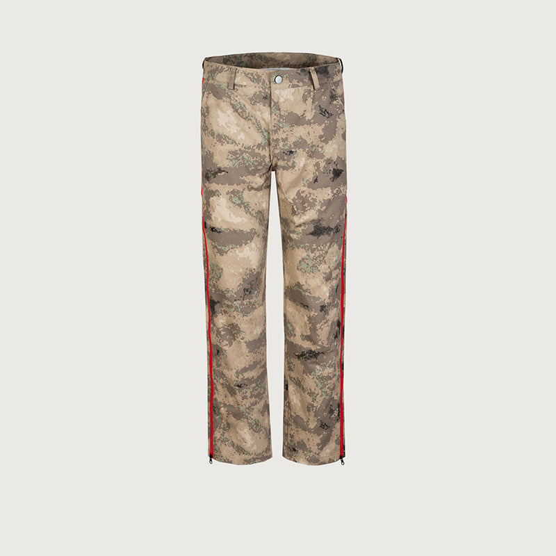 Men's And Women's Hip-Hop Straight Trousers Camouflage Color Contrast Bar Side Full Open Zipper Casual Pants For Men And Women