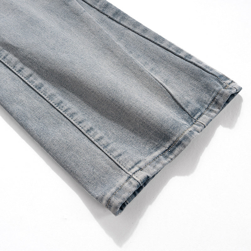 Men's And Women's Urban Zipper Decorative Pants Men's And Women's Washed White Old Parisian Jeans