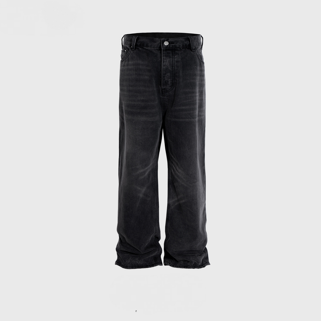 Men's And Women's Urban Washed Old Pants Wax Glow Face Fried Salt Scanned Jeans