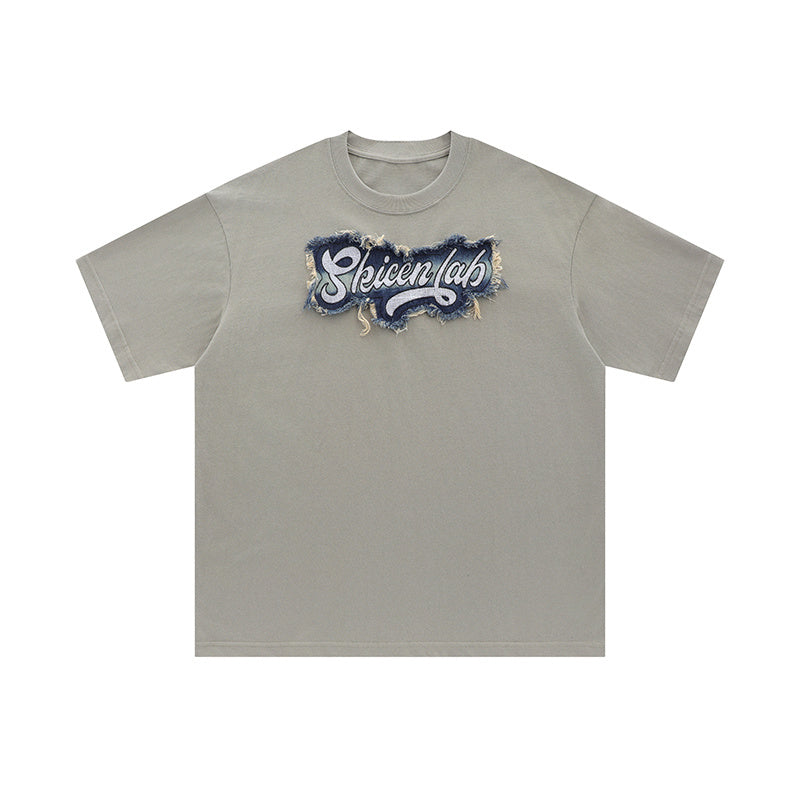 Streetwear Letter Embroidery T Shirt Letter Print Oversize Tees Fashion Pure Cotton Summer Casual Top Short Sleeve