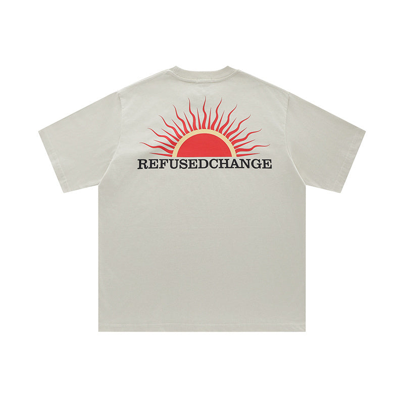 Streetwear Half Sun Graphic Print T Shirt Oversize Tees Fashion Summer Casual Top Short Sleeve
