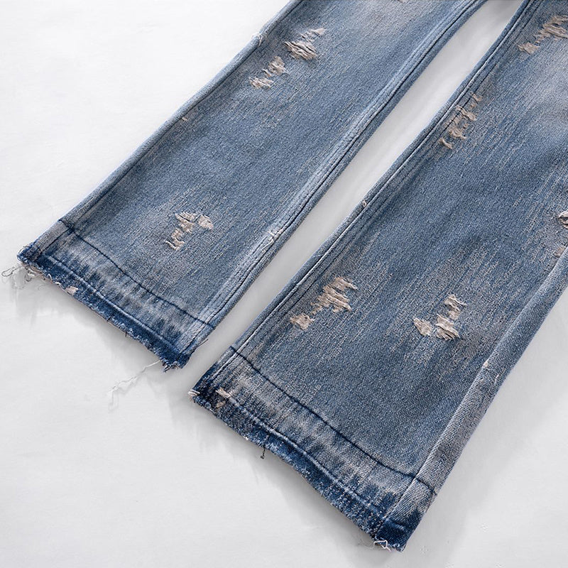Men's Wear Women's Autumn And Winter Urban Punk Rock Style Scrub Destruction Pants Men's And Women's Washed Jeans