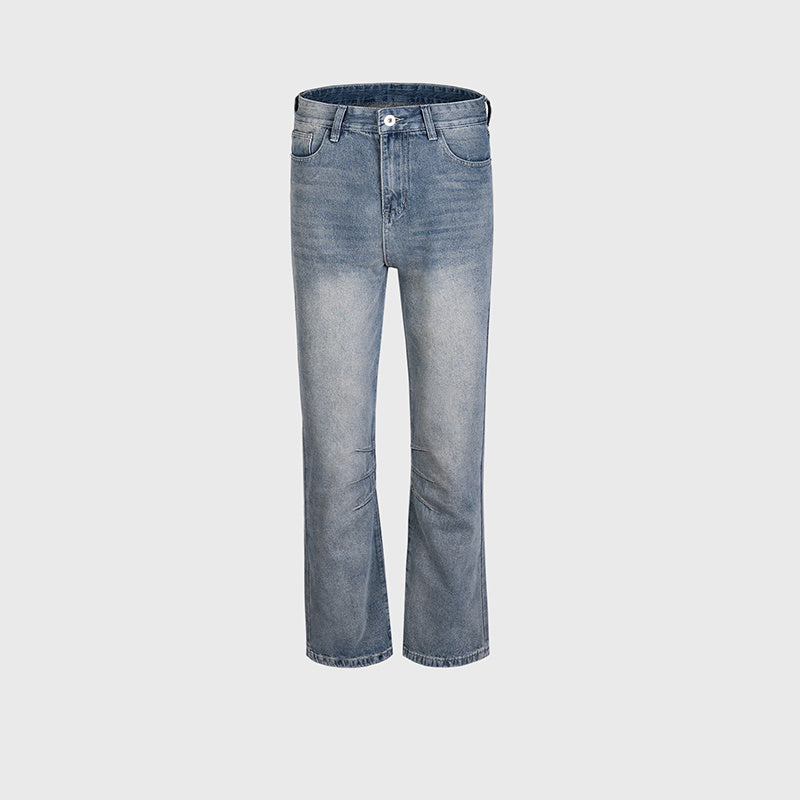 Men's Wear Women's Autumn And Winter Urban RO-style Slight Trousers Men's And Women's Washed Small Knee-cut Jeans