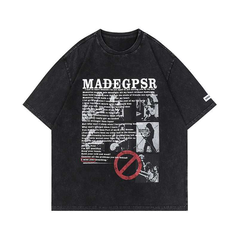 Vintage Style Band Print Streetwear T Shirts Oversize Loose Short Sleeve Harajuku Cotton Round Neck Tee Summer