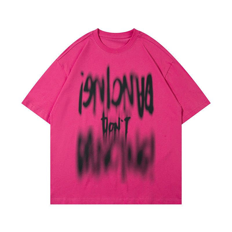 T Shirt Streetwear Big Letter Print Short Sleeve Crew Neck Summer Cotton Tee Oversize Casual Fashion