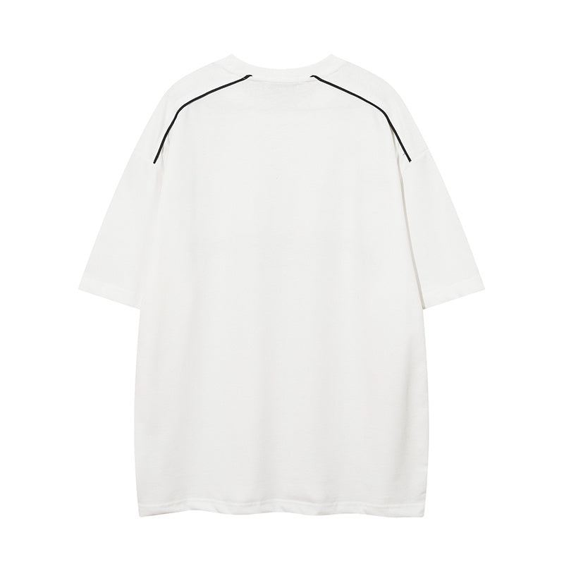 Streetwear T Shirt Short Sleeve Round Neck Summer Cotton Loose Casual Simple Trendy Sports Style Tee