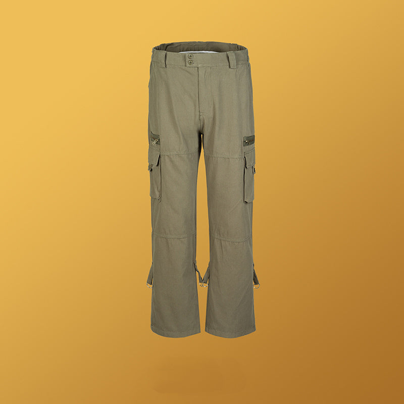 Men's Wear Women's Autumn And Winter Hip-hop Baxi Wide-legged Multi-bag Cushion Pants Men's And Women's Casual Trousers Double-color Trendy