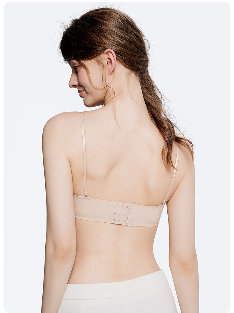 Round Cup Non-slip Strapless Underwear Women's Summer Breathable Non-dropping Bra Small Chest Gathering Non-empty Cup Bra Anti-sagging