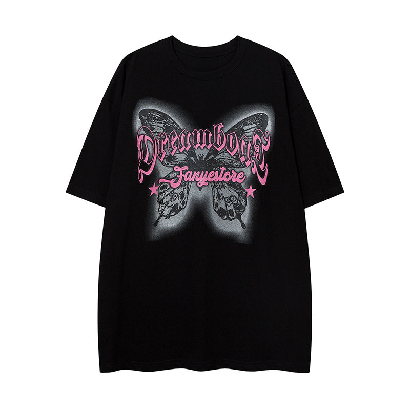 Butterfly Pattern T Shirts Fashion Streetwear Tee O Neck Oversize Summer Cotton High Quality Short Sleeve Casual Simple