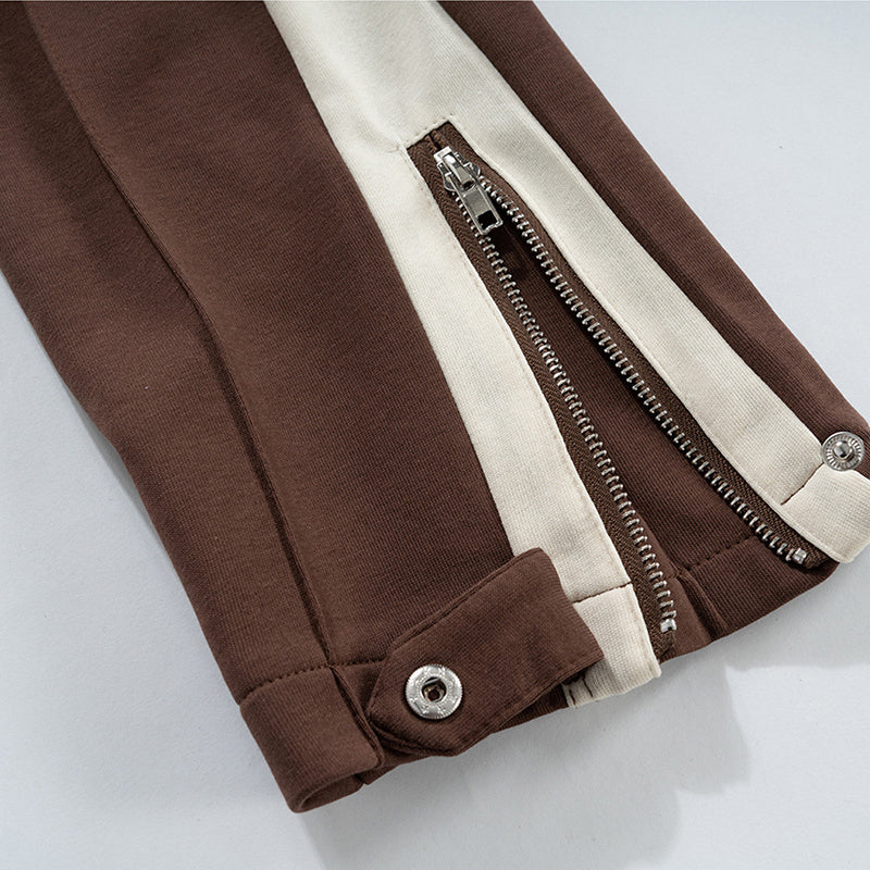Men's And Women's Contrast Color Bar Stitching Pants Men's And Women's Same-style Zipper Wide-legged Slim-fit Sports Casual Pants
