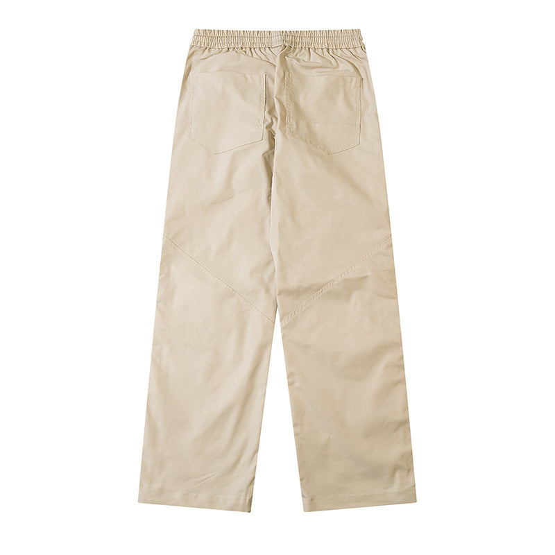 Cargo Pants Paneled Drawstring Elastic Waist Loose Wide Leg Trousers Comfortable Autumn Zipper Pocket