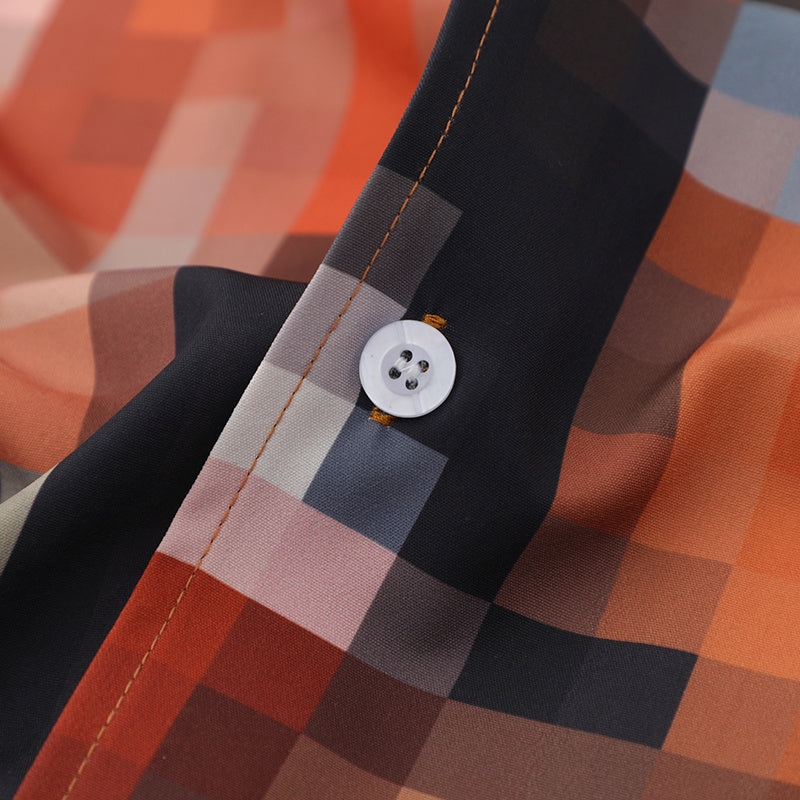 Blurry Photos Full Print Turn-down Collar Shirts Short Sleeve Button Tops Casual Summer Outwear Comfortable Trendy