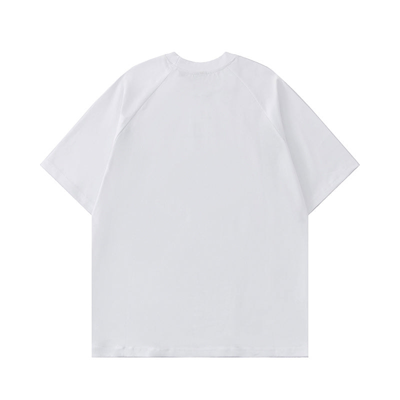Streetwear Letter Print T Shirts Oversize Short Sleeve Cotton Tee Casual Patchwork Round Neck Summer Black White