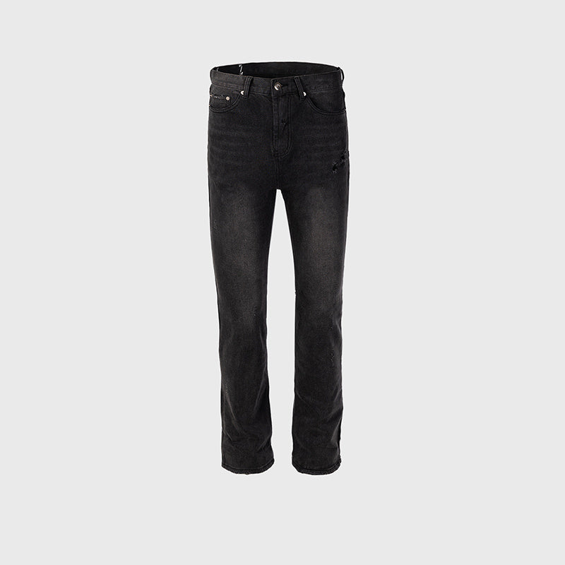 Men's And Women's Hip-Hop Washed Heavy Black Cow Men's And Women's Pants Slim-Fit Trendy Jeans