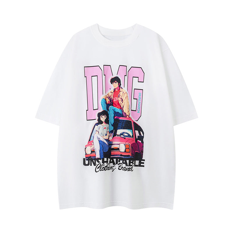 Anime Pattern Streetwear T Shirts Fashion Tee O Neck Oversize Summer Cotton High Quality Short Sleeve Casual