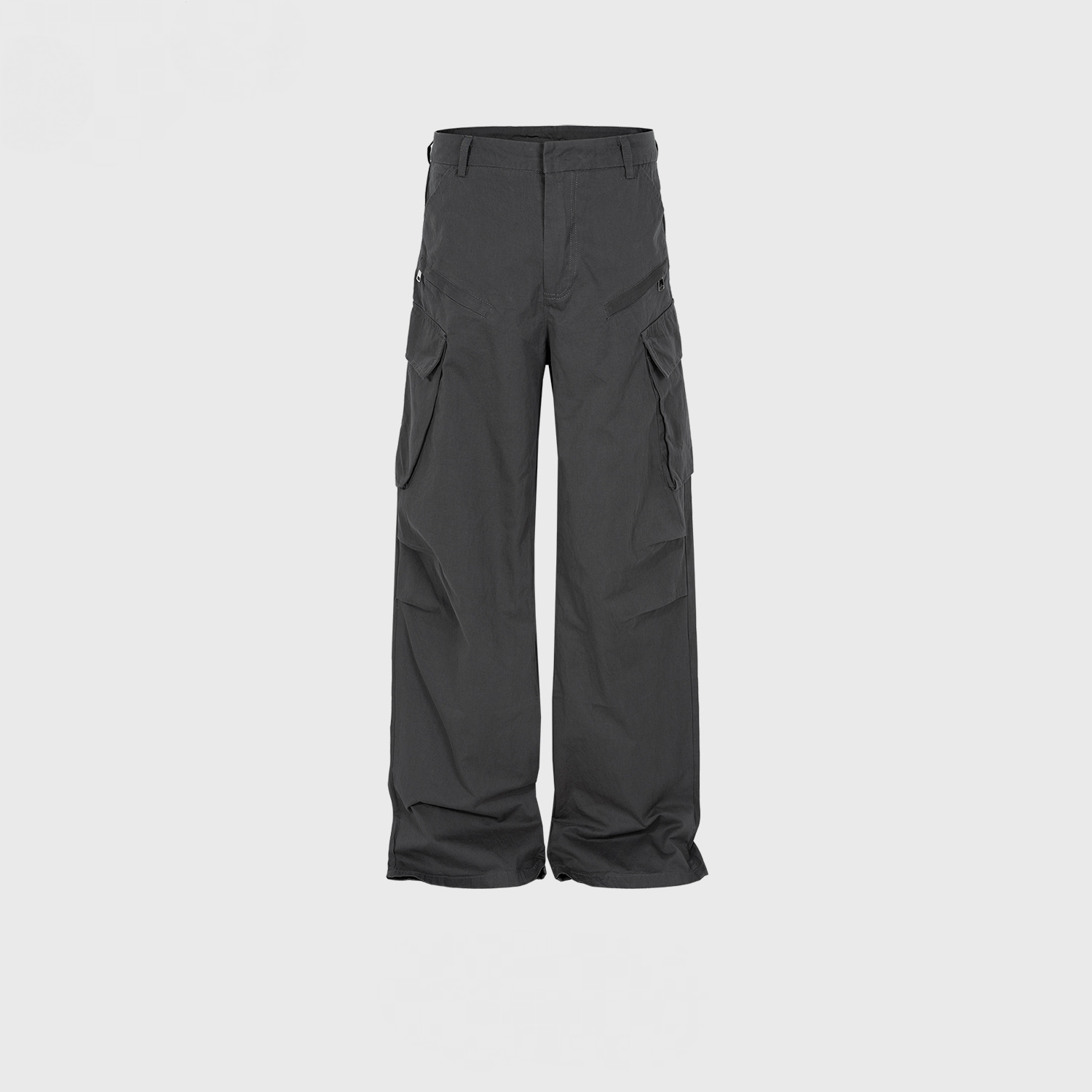 Men's And Women's Pleated Cropped Trousers Unisex Straight High Street Multi-Pocket Casual Trendy Double-Tone Pants