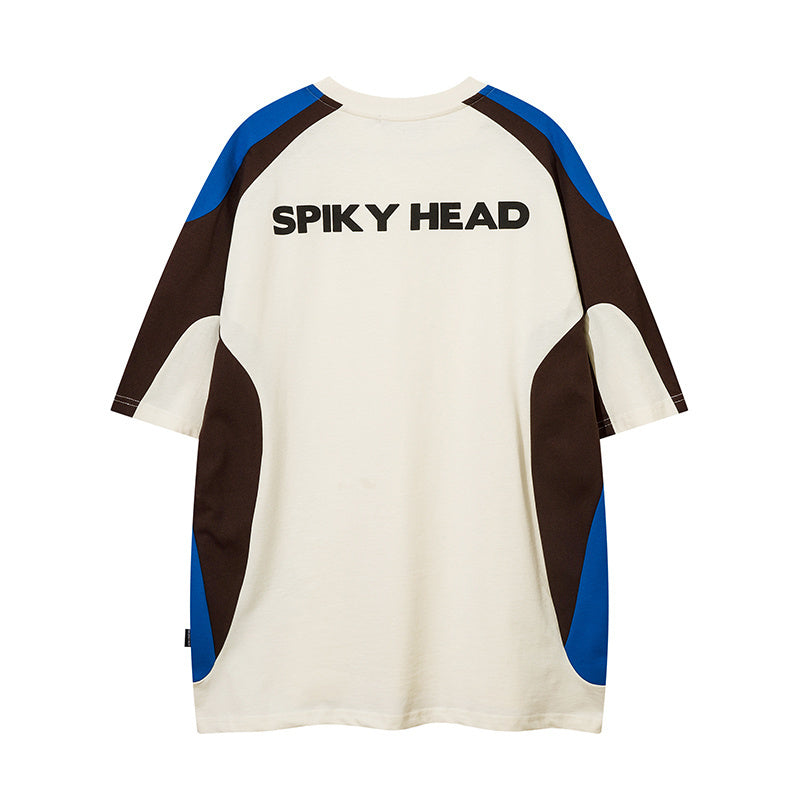 Raglan Sleeve Color Contrast Streetwear T Shirts Sports Style Casual Round Neck Tee Loose Short Sleeve Trendy Summer