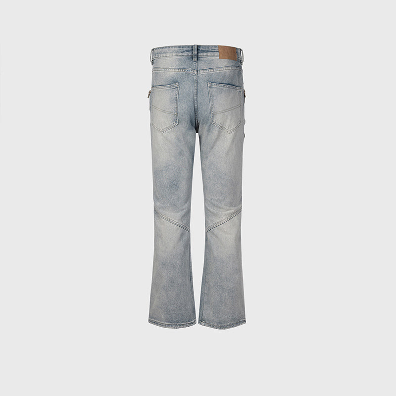 Men's And Women's Urban Zipper Decorative Pants Men's And Women's Washed White Old Parisian Jeans