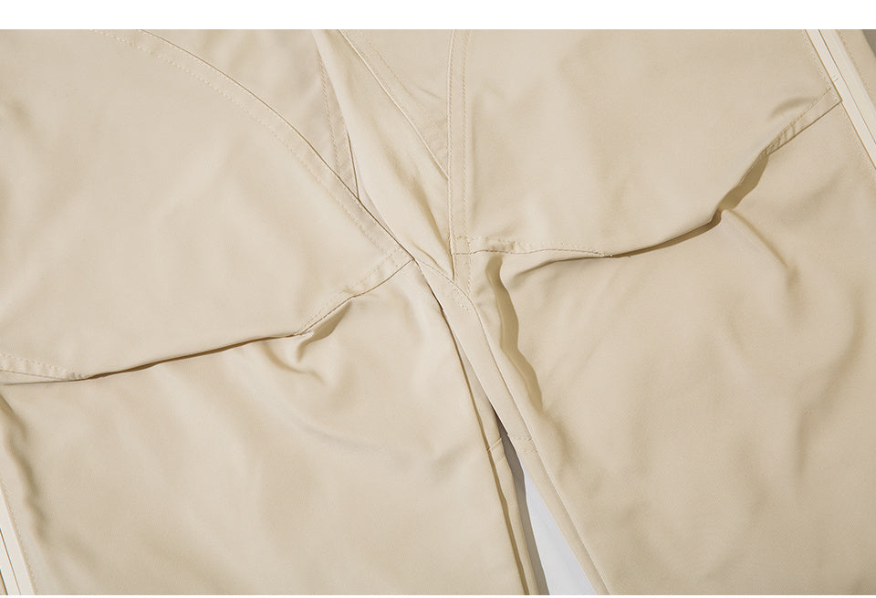 Cargo Pants Paneled Drawstring Elastic Waist Loose Wide Leg Trousers Comfortable Autumn Zipper Pocket